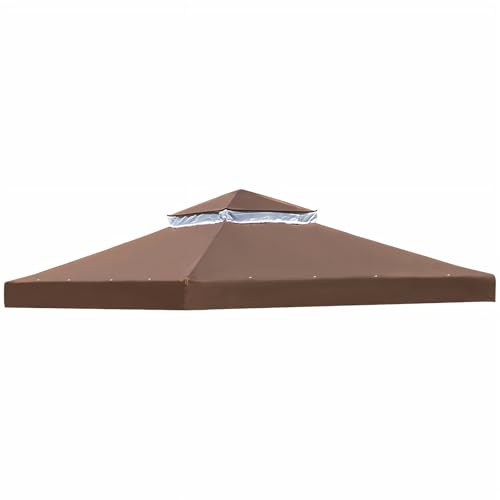 OKYUK Replacement gazebo canopy with breathable mesh, UV resistant, stable double roof construction, including drainage holes, ideal for garden gazebos