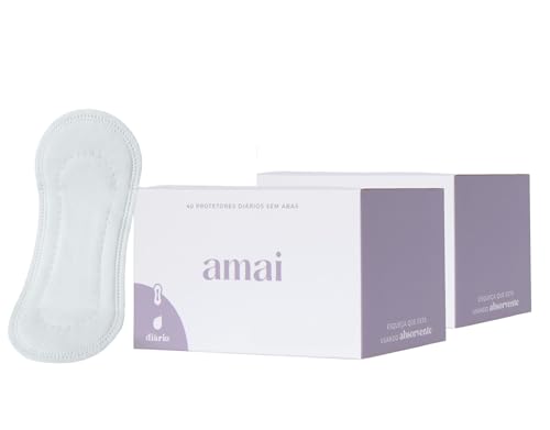 amai, Protetor Diário Ultra Confortável com 100% Algodão - Imperceptível, Livre de Químicos e Zero Plástico - 80 unidades