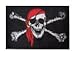 6 ft. Bandanna Pirate Skull Safety Flag with 5/16 White Pole and Mounting Hardware