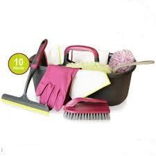 A2Z Home Solutions® Cleaning Caddy Set 10 Pieces Perfect for Home Care and Cleaning Mop, Duster, Gloves, Squeegee