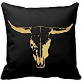 Golden Bull Skull Pillow Case 18" * 18"