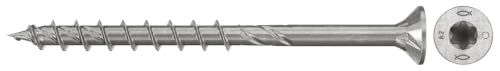 fischer Spanplattenschraube PowerFast II CTP 6,0 x 80 A2 100, Senkkopf, Innenstern-TX-Aufnahme, Teilgewinde, Edelstahl A2, für eine oberflächenbündige