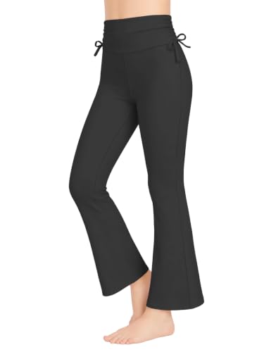 Haloumoning Girls Flare Leggings Bell Bottom Ruched High Waist Yoga Pants at Amazon