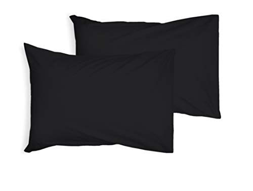 ZIMEL HOMES-Pair Of Housewife Pillow Cases, Oxford Pillow Cases 200 Thread Count Easy Care Non Iron Percale Polycotton-15 Colours (Black, Pair of Housewife Pillow Cases)