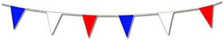 Party Deco Blue White Red Triangular Pennant 8"x12"banner 17ft
