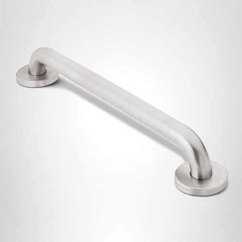 MOEN HOME CARE BATHROOM SAFETY 24 INCH STAINLESS STEEL HANDICAP GRAB BAR FOR BATHTUB AND SHOWER, SLIP RESISTANT PEENED TEXTURE, ELDERLY ASSISTANCE PRODUCT, POLISHED BRASS, R8724P