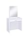 Coaster Home Furnishings Harvey Contemporary 3-Piece 1-Drawer Makeup Vanity Desk with Jewelry Storage Vanity Mirror and White Faux Leather Upholstered Storage Vanity Stool White 300290