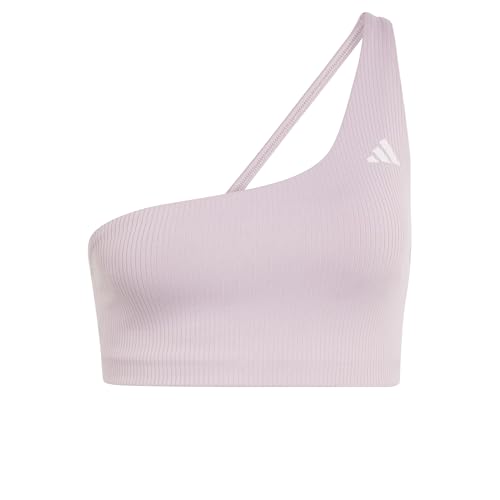 adidas Womens Optime Workout Rib One Shoulder Light Support Bra, preloved fig, S
