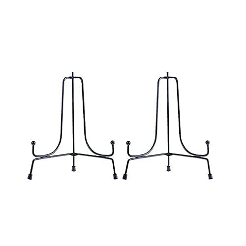 HCHLQLZ Plate Stands for Display - 6 Inch Black Iron Easel Holders - Ideal for Decorative Plates, Picture Frames, Plaques, Books and Table Art - Adjustable and Foldable - 2 Pack