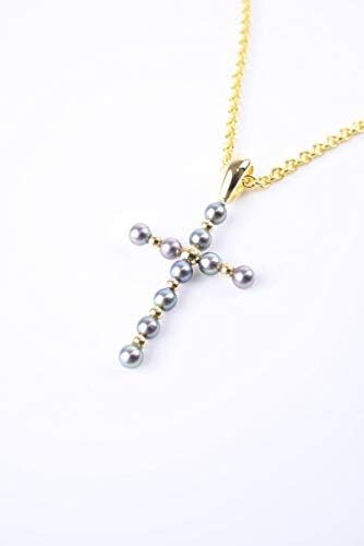 Black Pearl K18 Cross Pendant ネックレス メンズ ブラックパール K18 期間限定特価品 シルバー 十字架 ゴールドコーティング 天然石 クロス ペンダント 贈り物 ギフト