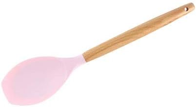 Silicone spatula 1PC Silicone Wood Turner Soup Spoon Spatula Brush Scraper Pasta Server Egg Beater Cooking Tools Green/Black Non-stick spatula (Color : Spatula Pink)
