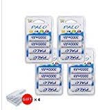 PALO 16 Pack 3000mAh AA Batteries NI-MH Rechargeable Battery 1.2V Battery + 4 Storage Case