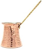 Hand-Crafted Premium Copper Turkish/Greek/Arabic Coffee Pot w/Brass Handle by International Torch (6 oz / 2 Person)