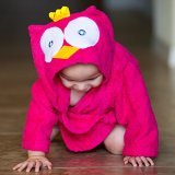 Baby Steps, The Best Pink Owl Hooded Bathrobe & Towel, 0-9 Months. Great Infant Babies Bath Robe Shower Gift or Present for Mom of Boys or Girls