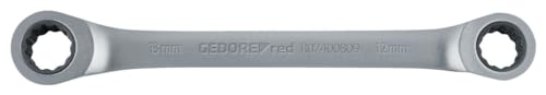 GEDORE Red Double Ring Ratchet Wrench Straight Shape, Metric Spanner Size 14 x 15 mm