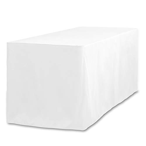LinenTablecloth 8 ft. Fitted Polyester Tablecloth White