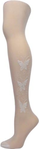 Women's 6pc/pk Nylon Fashion Pantyhose Flock & Rhinestone, White