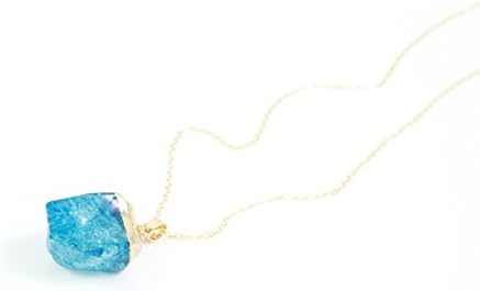 Dainty Gemstone Necklace, Aquamarine Glass Gemstone, 14k Gold Fill Chain 18"