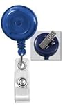 Translucent Blue Badge Reel w/ Clear Vinyl Strap & Swivel Spring Clip. 2120-7622
