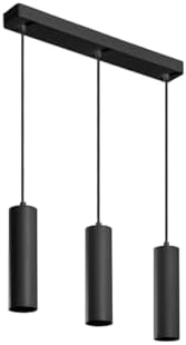 Lighting - Lampara Colgante LED TRESOS II para Interiores Escandinavos Minimalistas o Modernos, Lampara Techo Colgante Longitud de Cable Ajustable, 3xGU10, Aluminio, IP20, Máx. 3x20W, Negro