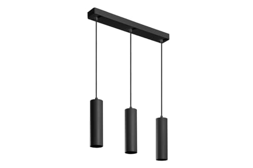 GTV Lighting – LED TreSOS II Pendant Light for Scandinavian Minimalist or Modern interiors, Adjustable Cable Length 3 x GU10, Aluminium, IP20, max. 3x20W Black