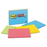 Post-it Notes Super Sticky Large Lined Format Notes, 8 x 6, Four Colors, 4 45-Sheet Pads PK - MMM6845SSPL