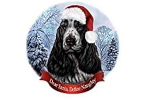 Holiday Pet Gifts English Cocker Spaniel Blue Roan Dog Santa Hat Porcelain Ornament