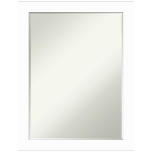 Amanti Art White Bathroom Mirror for Over Sink, 28x22 Basic White Narrow Rectan…