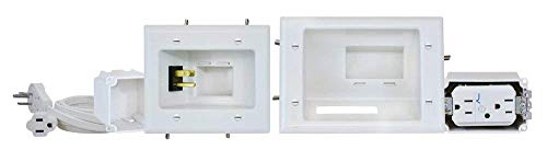 DataComm Electronics 45-0028-WH Recessed Pro-Power Kit with Duplex Surge Suppressor and Straight Blade Inlet