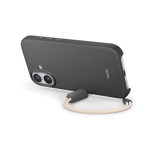 Beats iPhone 17 Kickstand Case mit MagSafe und Kamerasteuerung, integrierter Staender und Trageschlaufe, Matte Aussenseite mit Innenfutter aus Mikrofaser – Granitgrau