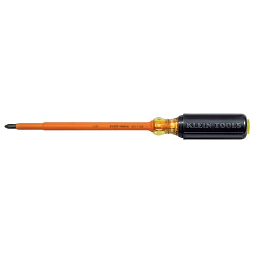 Klein Tools 6037INS Insulated Screwdriver, #2 Phillips, Made in USA, 7-Inch Round Shank