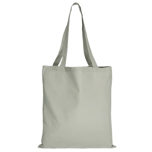 TEXXILLA 10er | 25er | 100er Pack Baumwolltasche - 28 Farben | mit Zwei Langen Henkeln | 38x42cm | Jutebeutel | Einkaufstasche | unbedruckt, Farbe:grau, Größe:1