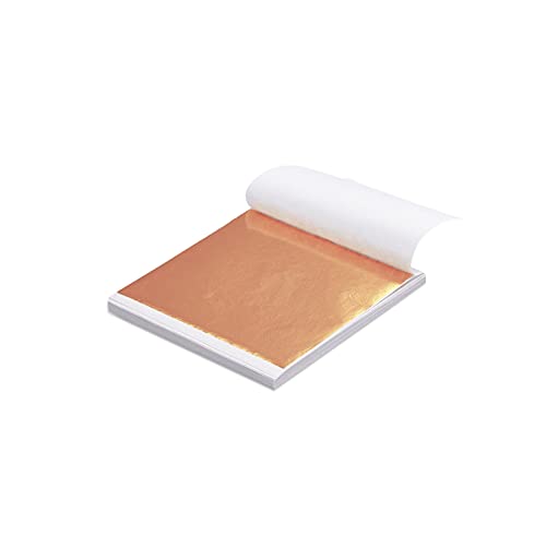 Yuegit 100 Pieces Gold Foil Sheets : Copper Leaf Sheets Rose Gold Foil Sheets for Craft Gilding Art Decoration Home Decoration Paintings and Furnitures 5.5X5.5 Inch (Rose Gold)