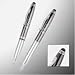 Elegant Multipurpose Ball Point Writing Pen with LED Light and Capacitive Stylus -- 3 in One. Chrome and gunmetal; black ink.