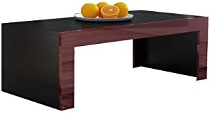 Milano Coffee Table – Black Matte Body in Contrast with High Gloss Finish of The laterals (Black & Burgundy)