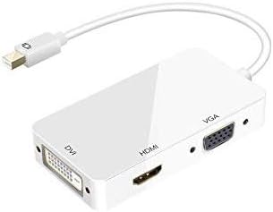 Market Affairs 3 In1 Mini Display Port Thunderbolt to HDMI/DVI/VGA Display Port (Cable) Adapter Compatible for MacBook, Microsoft Surface Pro & Pro 2,3 (White) (HDMI Cable)