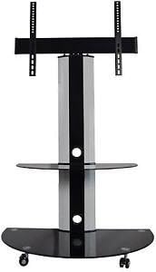 TV Cart for LCD LED Plasma Flat Screen Mobile Stand with Wheels fits 24" to 50"