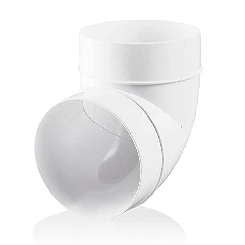 Fantronix 90° Elbow Connector 125mm (5 Inch) Round Plastic Ducting Bend – Ventilation Duct Pipe Joint for HVAC, Extractor Fan, Tumble Dryer & Flexible Hose
