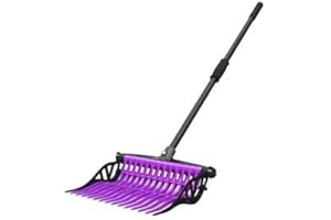 Noble Equestrian Adjustable Wave Fork for Muck, Manure, & Heavy Duty Farm Work, Flamingo