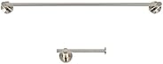 Italia VE2BNSET Venezia Series Brushed Nickel Towel Bar and Toilet Paper Holder Bathroom Accessory Set, Silver