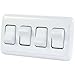 JR Products 12331 White Quad SPST On-Off Switch with Bezel primary
