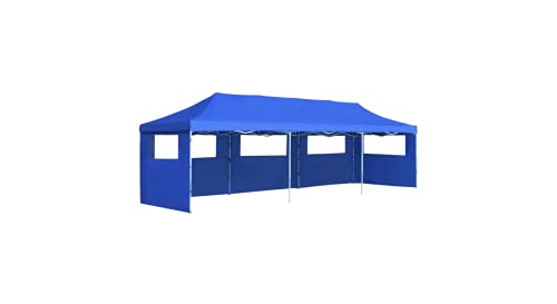 Faltzelt Partyzelt Pop-Up mit 5 Seitenwänden Gartenbauten Pavillons und Partyzelte stabil 3 x 9 m Blau