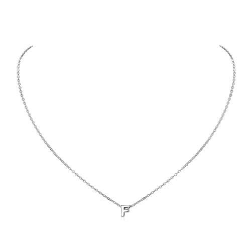 ChicSilver Necklace Women 925 Sterling Silver Small Letter F Necklaces Alphabet Jewellery Minimal Elegant Neck Chain 40cm+5cm