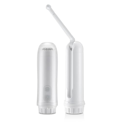 ANNWA Portable Bidet 140ML, IPX6 Personal Bidet Toilet Handheld Bidet, Mini Foldable Handheld Personal Travel Bidet, Noise Bidet Portable with 180°Round Head(شطاف المسافر)