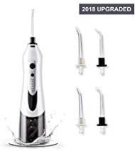 Water Flosser Cordless Dental Oral Irrigator Water Pick Teeth Cleaner-Electric Water Flosser Rechargable Portable Dental Water Jet 3 Modes with 4 Jet Tip,IPX7 Waterproof For Braces,Black and White