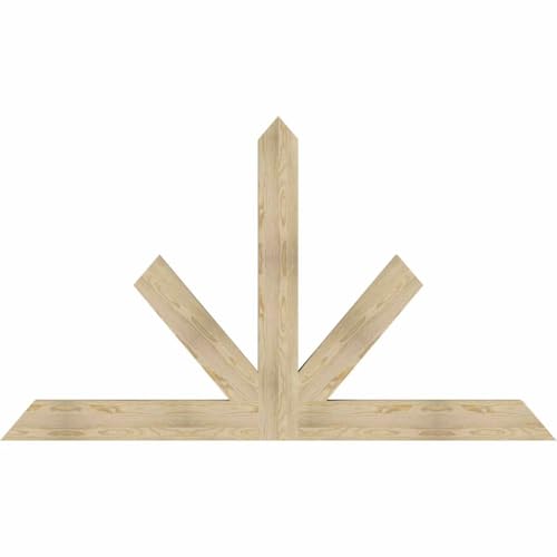Ekena Millwork 84"W x 49"H x 4"D x 6"F, 14/12 Pitch, Saratoga Rough Sawn Timber…