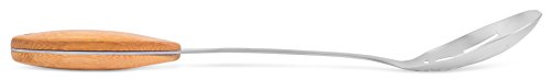 Internet's Best Stainless Steel and Bamboo Slotted Serving Spoon | Solid Cooking Buffet Spoon | Wooden Kitchen Utensil
