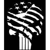 Keen American Flag Punisher Vinyl Decal Sticker|Car Truck Van Wall Laptop|White|5.5 in|KCD678