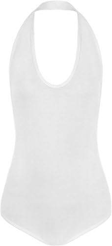 COMMENCER Womens Plain Halter Neck Sleeveless Stretch Leotard Top