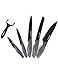 Kitchenized 5 Piece Knife Set with Bonus Peeler, Sharp Stainless Steel Blades and Carbon Fiber Design Handle, Rust proof, Stain Resistant, with Non-Stick Coating Knives primary